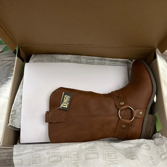 NIB Dingo Dan Post Madre Western Boots Harness Studs Cognac Leather - Picture 12 of 14